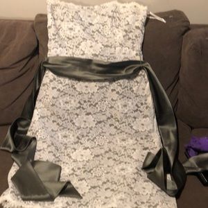 ivory lace and olive green underlay dress